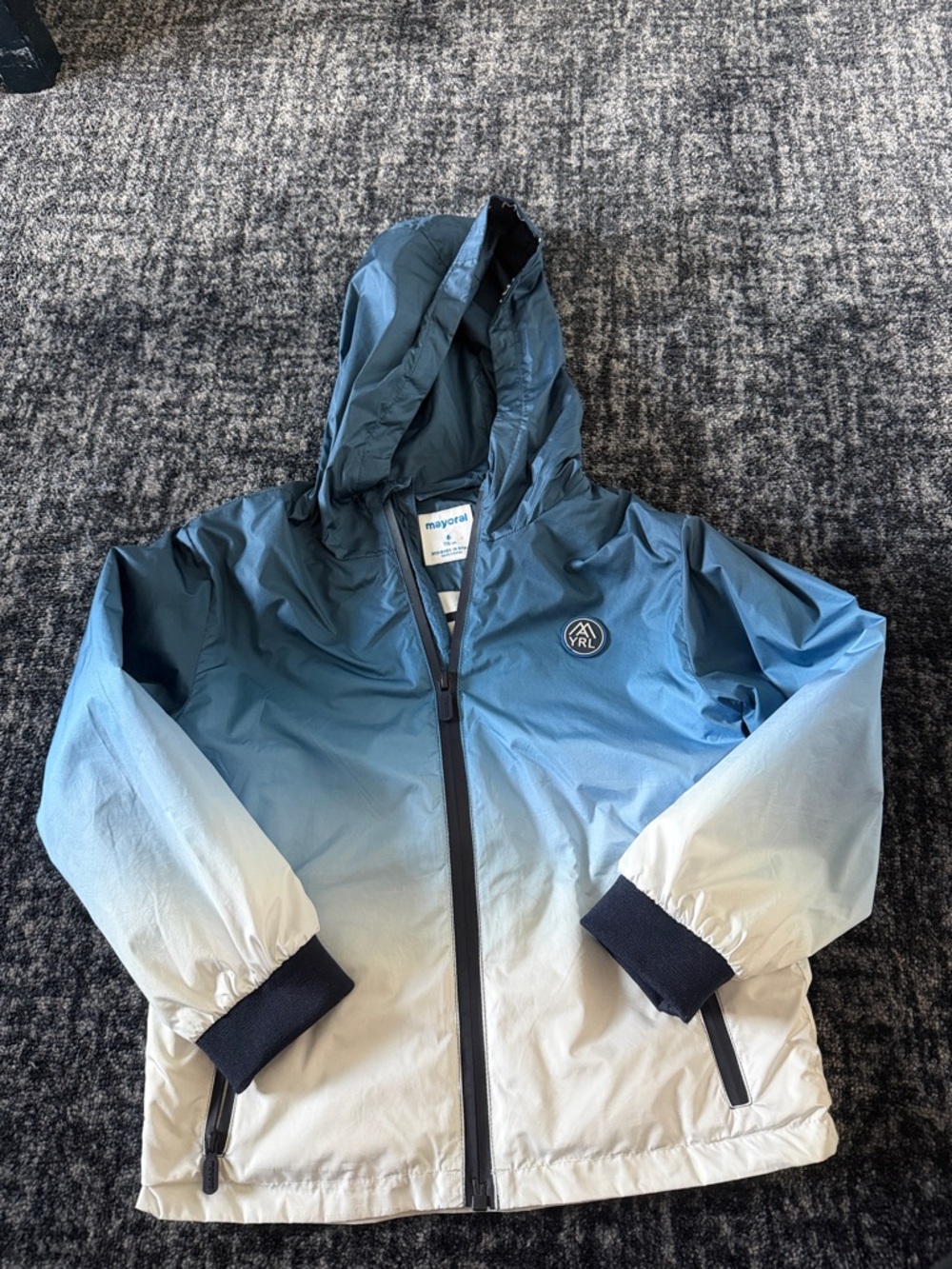 Mayoral Blue Ombre Hooded Rain Jacket for Kids
